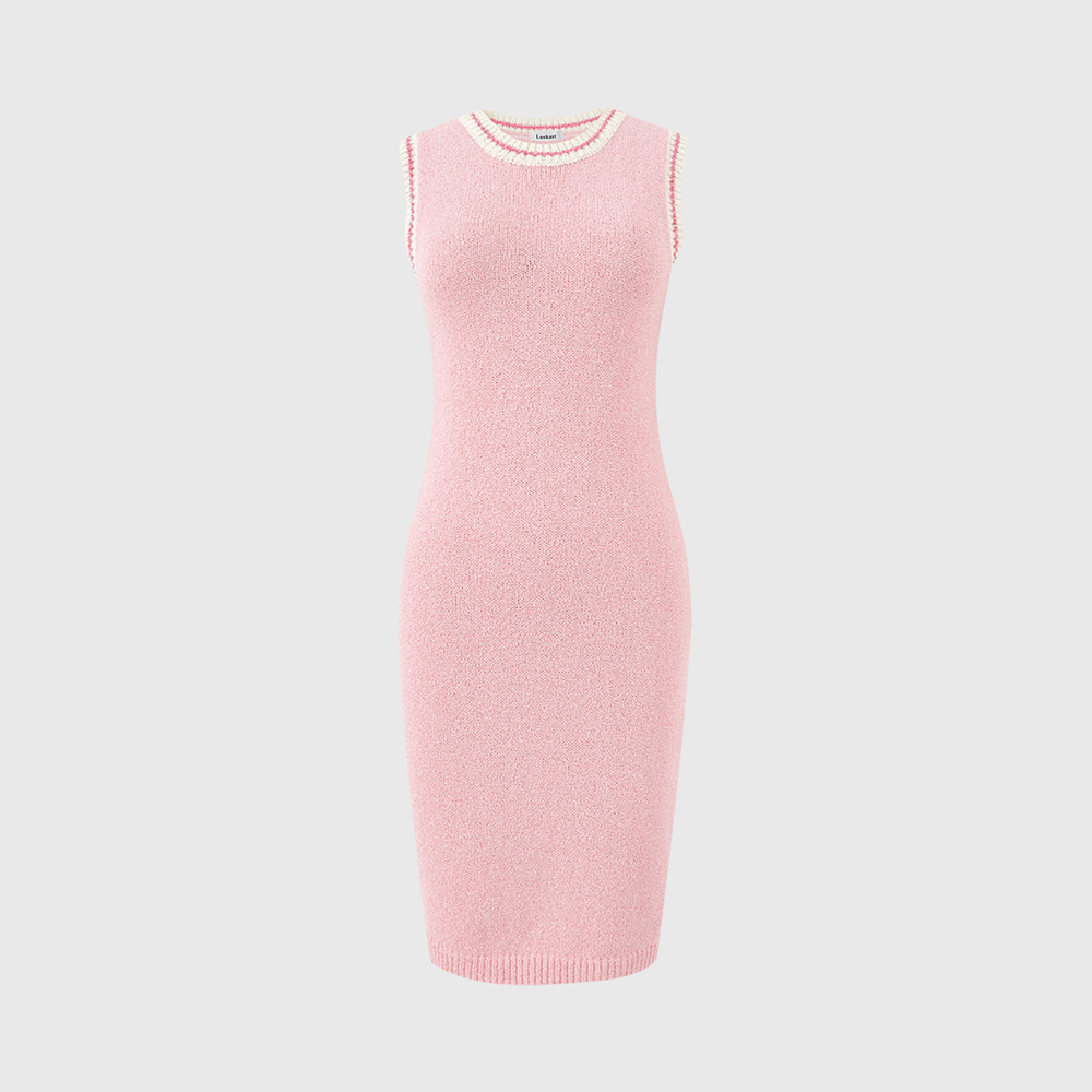 [송해나 착용] 핑크 넬리 슬리브리스 니트 드레스 / PINK NELLY SLEEVELESS KNIT DRESS